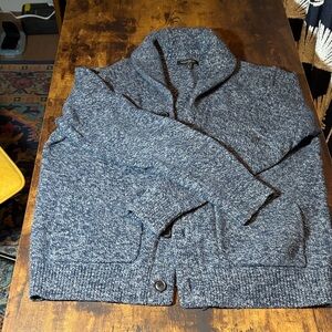 Banana Republic Men's Heathered Blue Cardigan